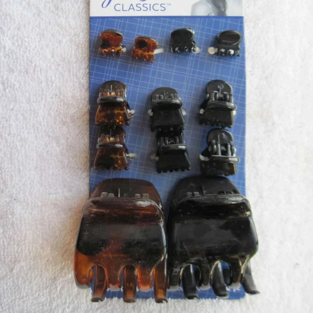 12 Goody Classics Claw Clip Combo Micro Small Adrienne Medium Jaw Hair Clips Set